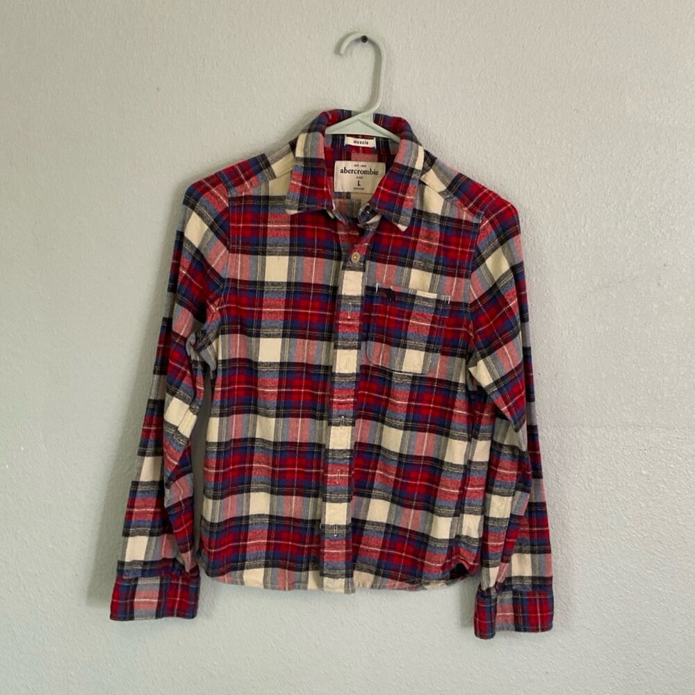 Abercrombie boys large flannel button-down
